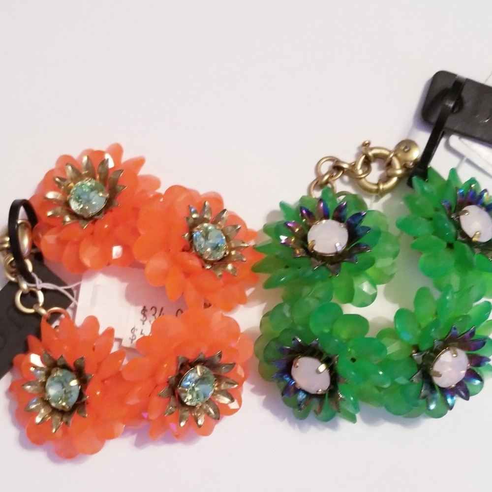 J. Crew Zinnia Crystal Flower Braclets